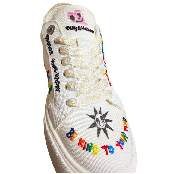Zadig & Voltaire La Flash Humbert Embellished Sneakers 👟 - Platform 🎨 Sz 6 - Picture 1 of 13
